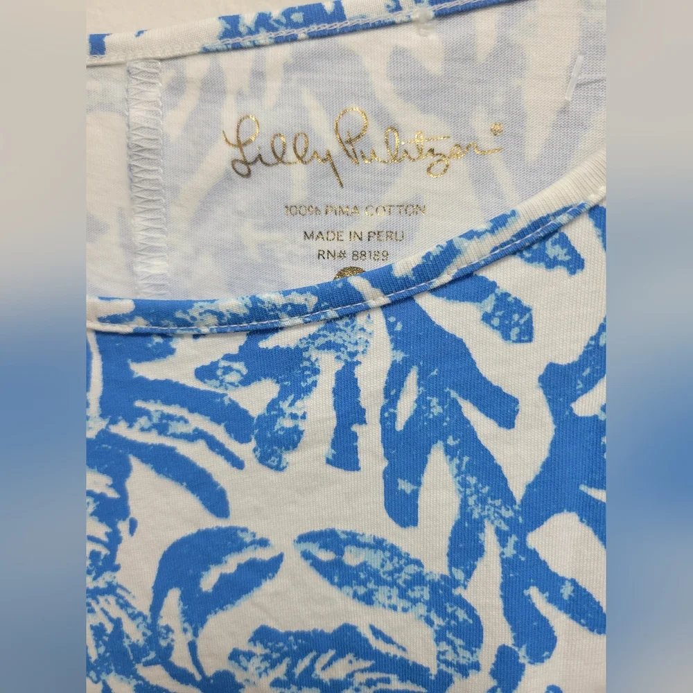 Lilly Pulitzer Blue Pina Cotton Marlow XS Floral Dress - Picture 2 of 4